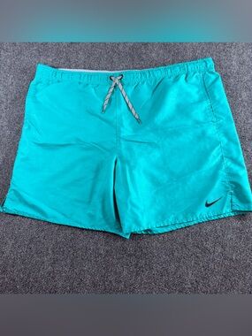 Nike Men's Drawstring Swim Trunks Size XL Teal Lined Front Pockets 7 Inch Inseam